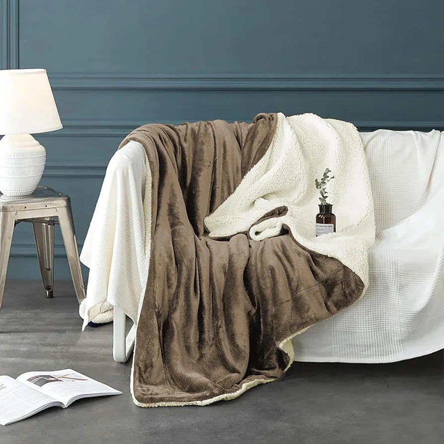 Cloth Fusion Fleece Sherpa Blanket for Winter Double Size 400GSM,Soft King Size Quilt Blanket for Comfort & Warmth